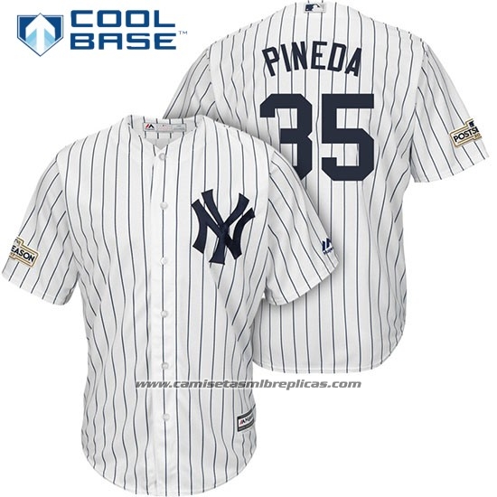 Camiseta Beisbol Hombre New York Yankees 2017 Postemporada Michael Pineda Blanco Cool Base